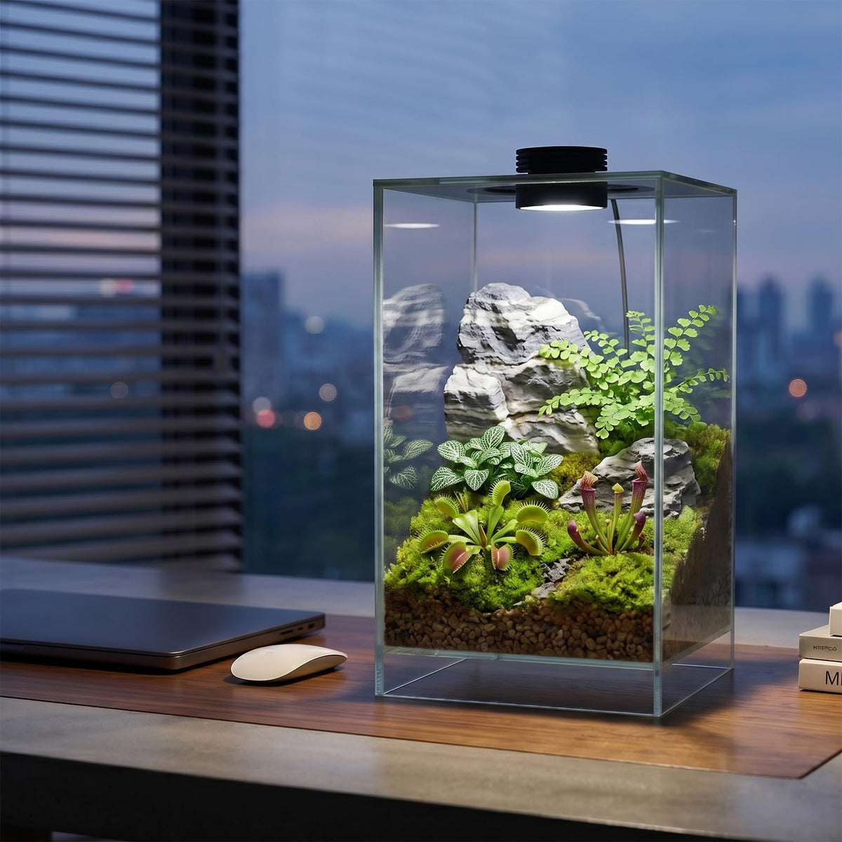 Glass Plant Terrarium with Grow Light Q463