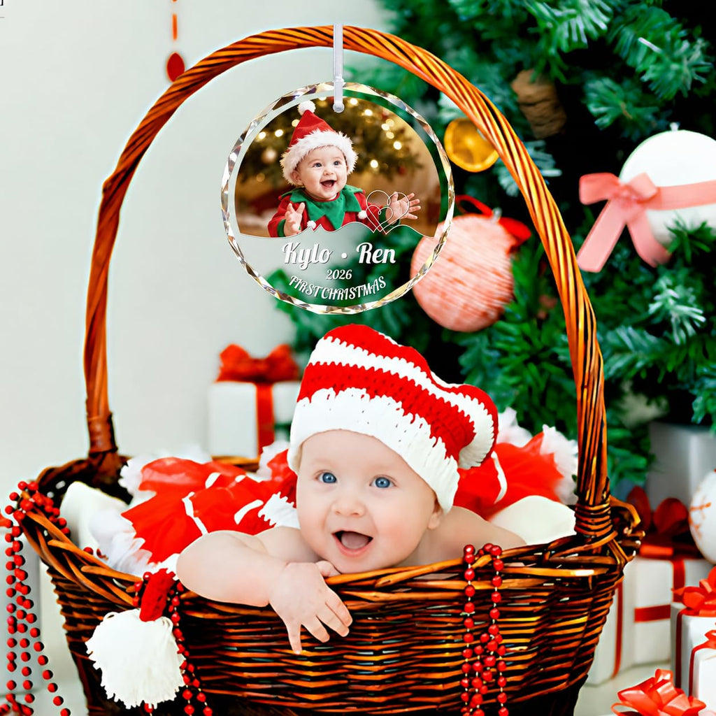 Custom Photo Crystal Glass Christmas Ornament M5537