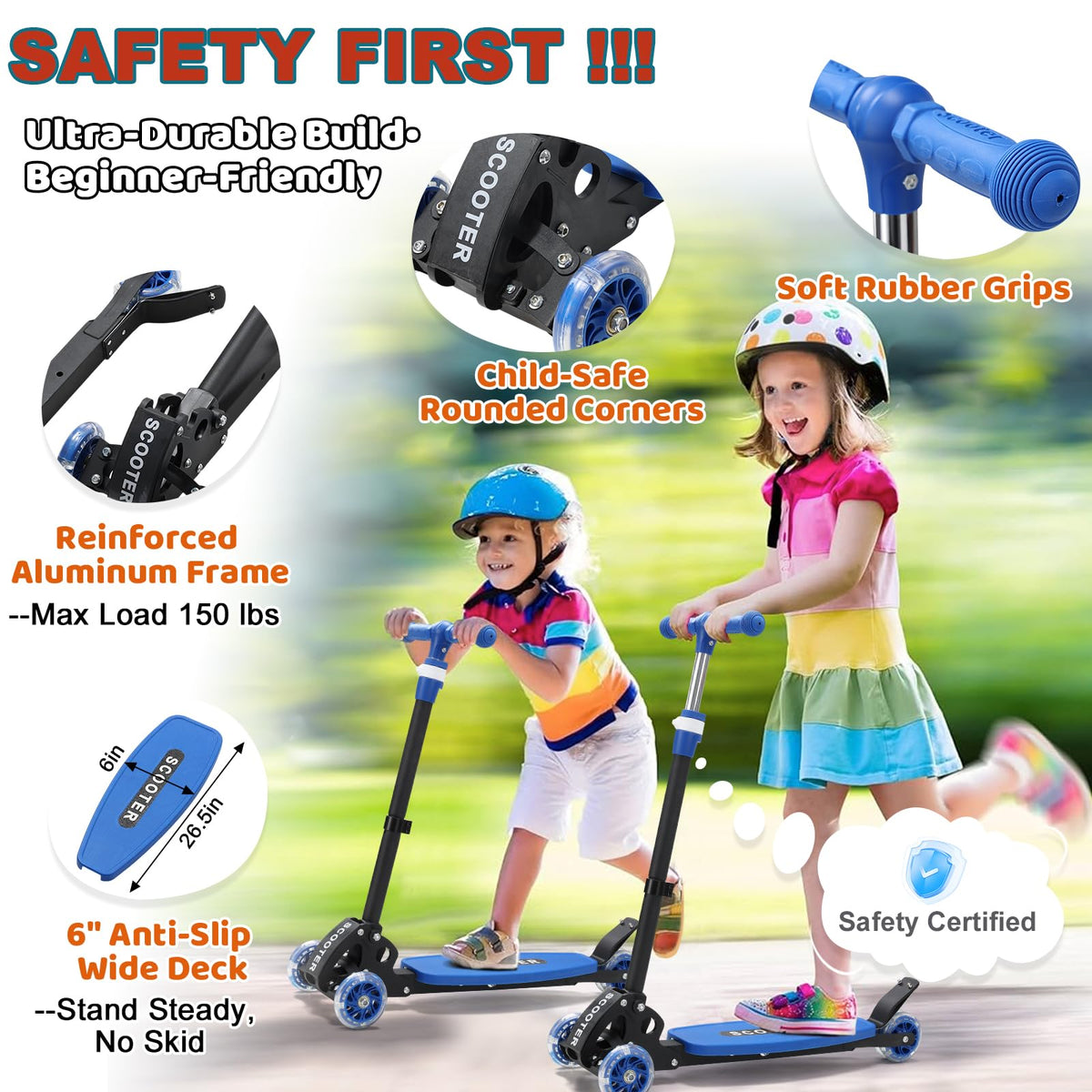 3 Wheel Kids Scooter with LED Light-Up Wheels V54239