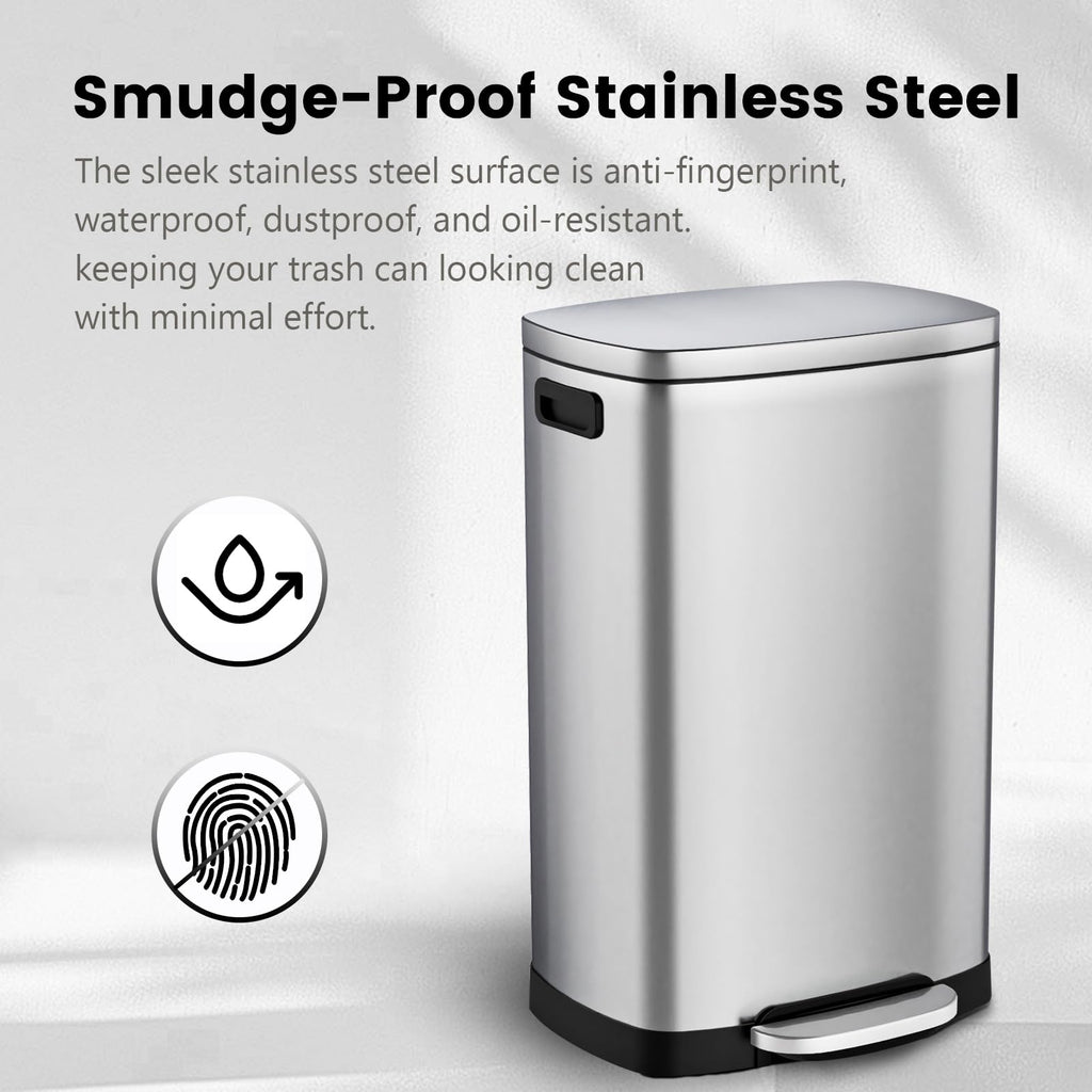13.2 Gallon Stainless Steel Step Trash Can with Lid X1661