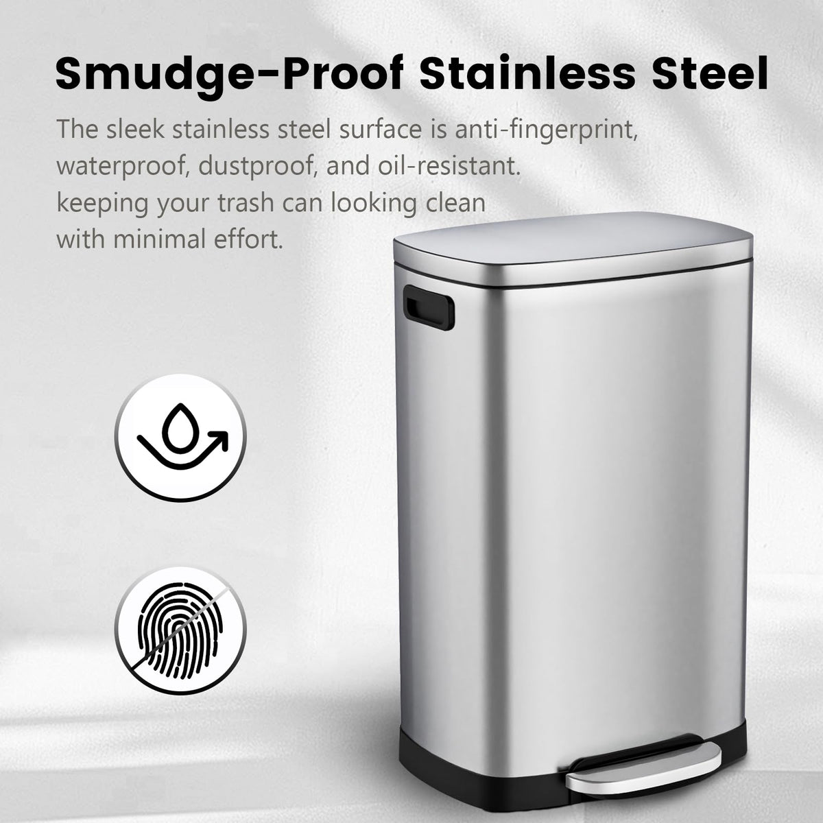 13.2 Gallon Stainless Steel Step Trash Can with Lid X1661