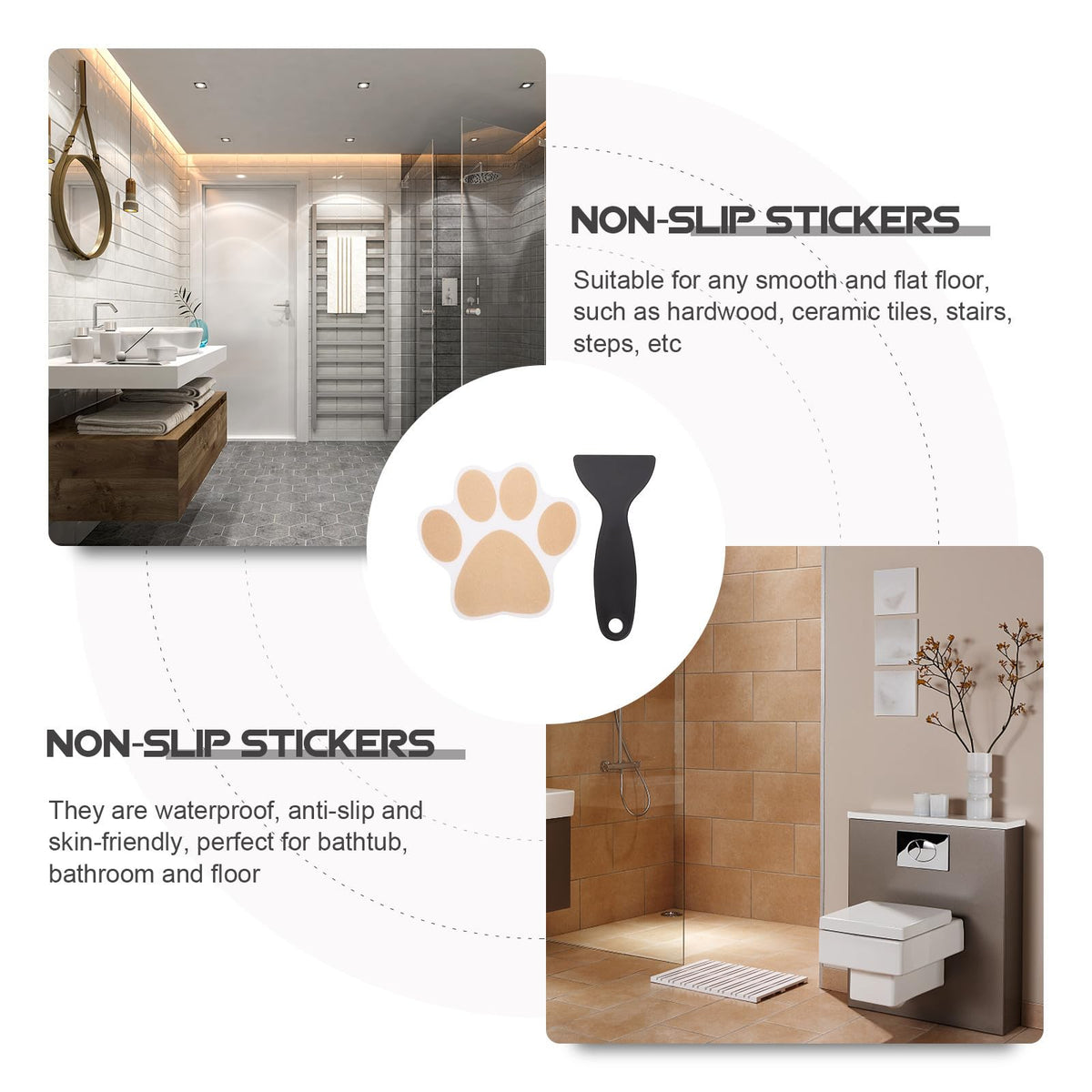Dog Paw Bathtub Stickers PEVA Anti Slip Decal B855