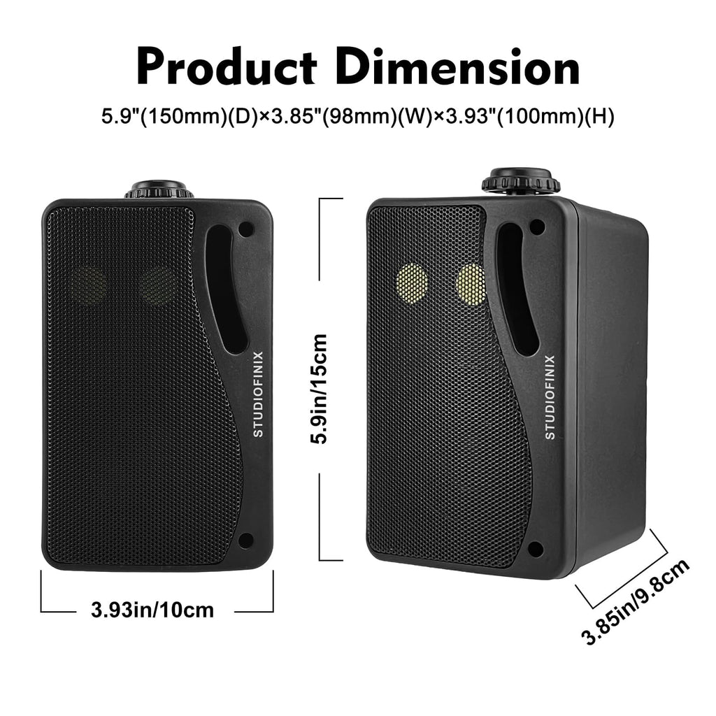 3.5 Inch Indoor Outdoor Wall Mounted Bluetooth Speakers, 200W 3-Way Waterproof, Black, 2 Pack J45389