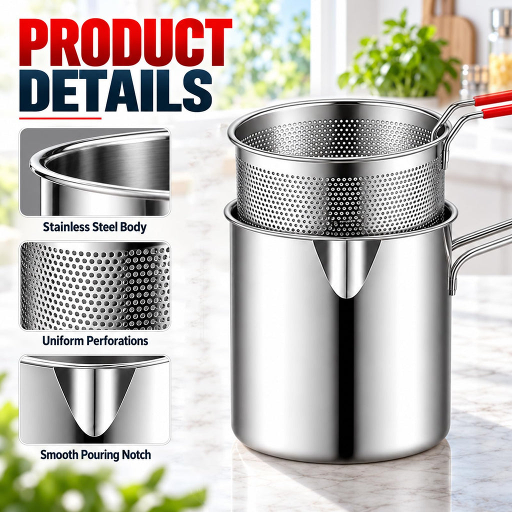 Stainless Steel Pot with Draining Basket, Five Piece Set Y549876