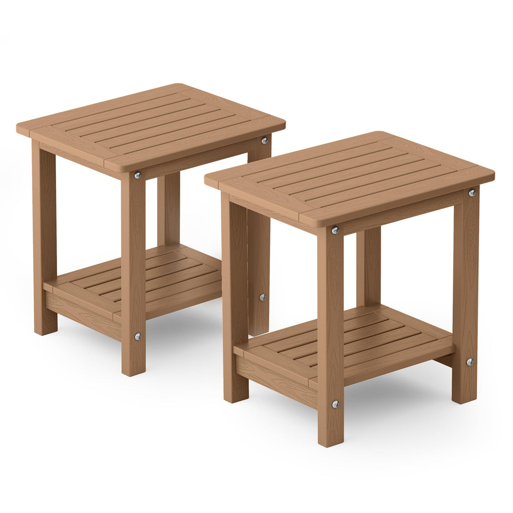 Outdoor Side Table Set of 2 Weather Resistant 2-Tier P811627