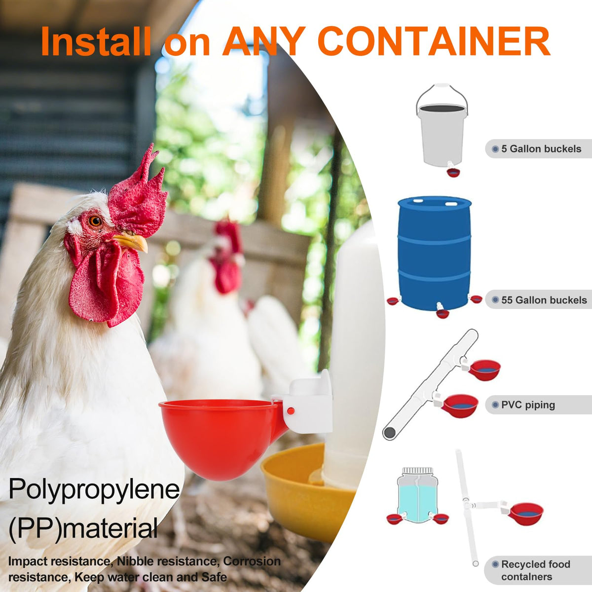 6 Pack Automatic Chicken Waterer Cups P472