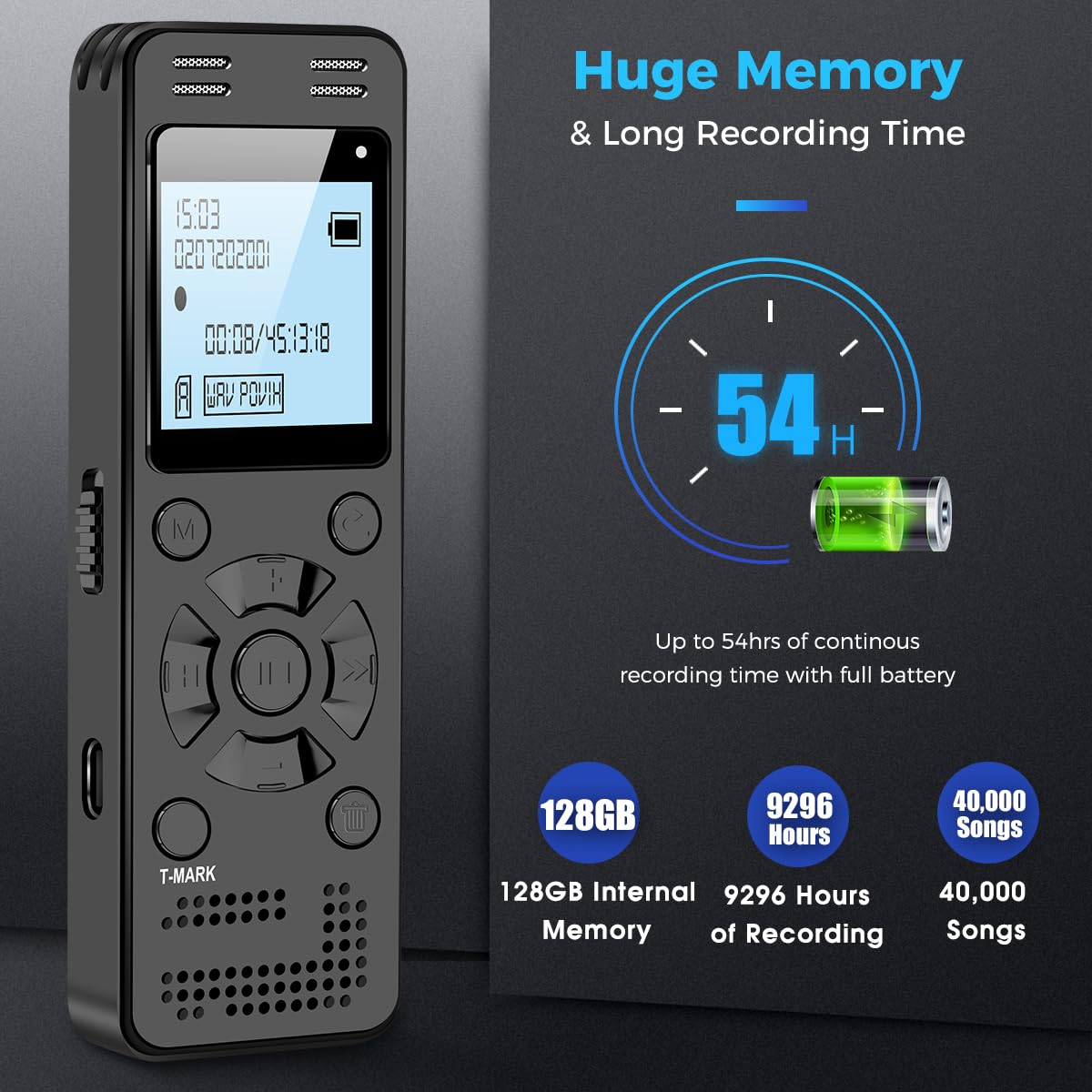128GB Digital Voice Recorder with Playback Z658283