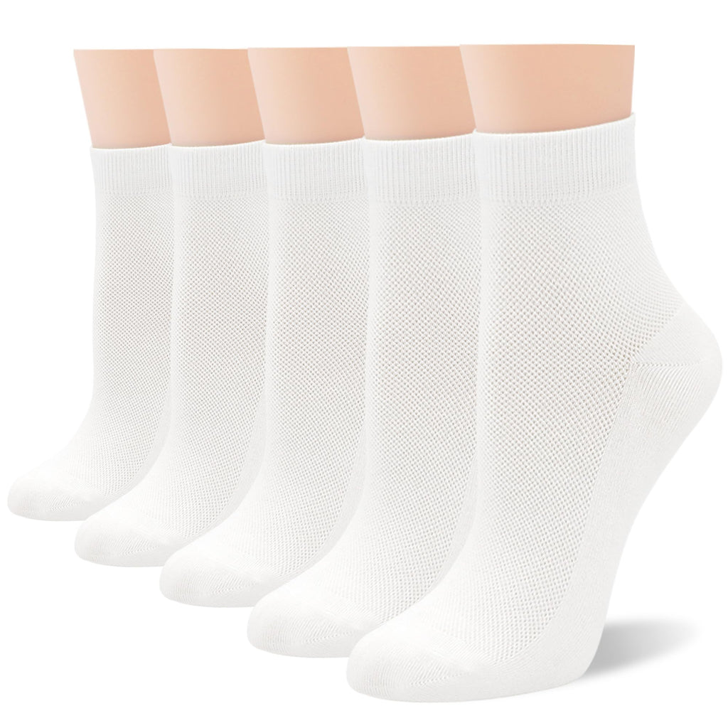 Women Thin Viscose Bamboo Above Ankle Crew Socks 5 Pairs E818566