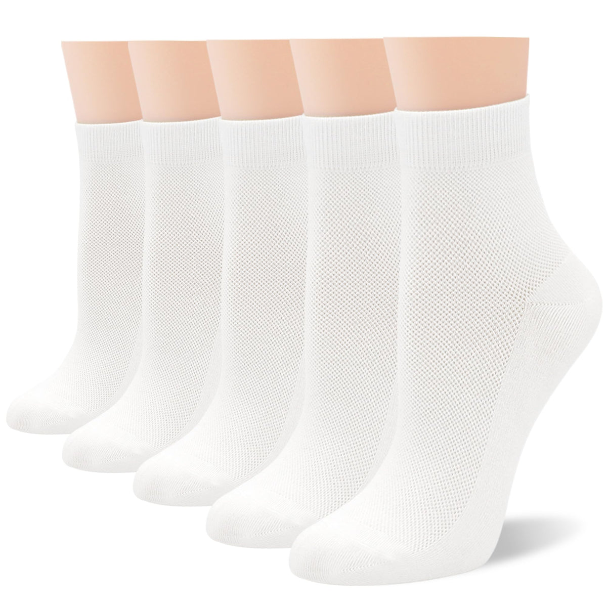 Women Thin Viscose Bamboo Above Ankle Crew Socks 5 Pairs E818566