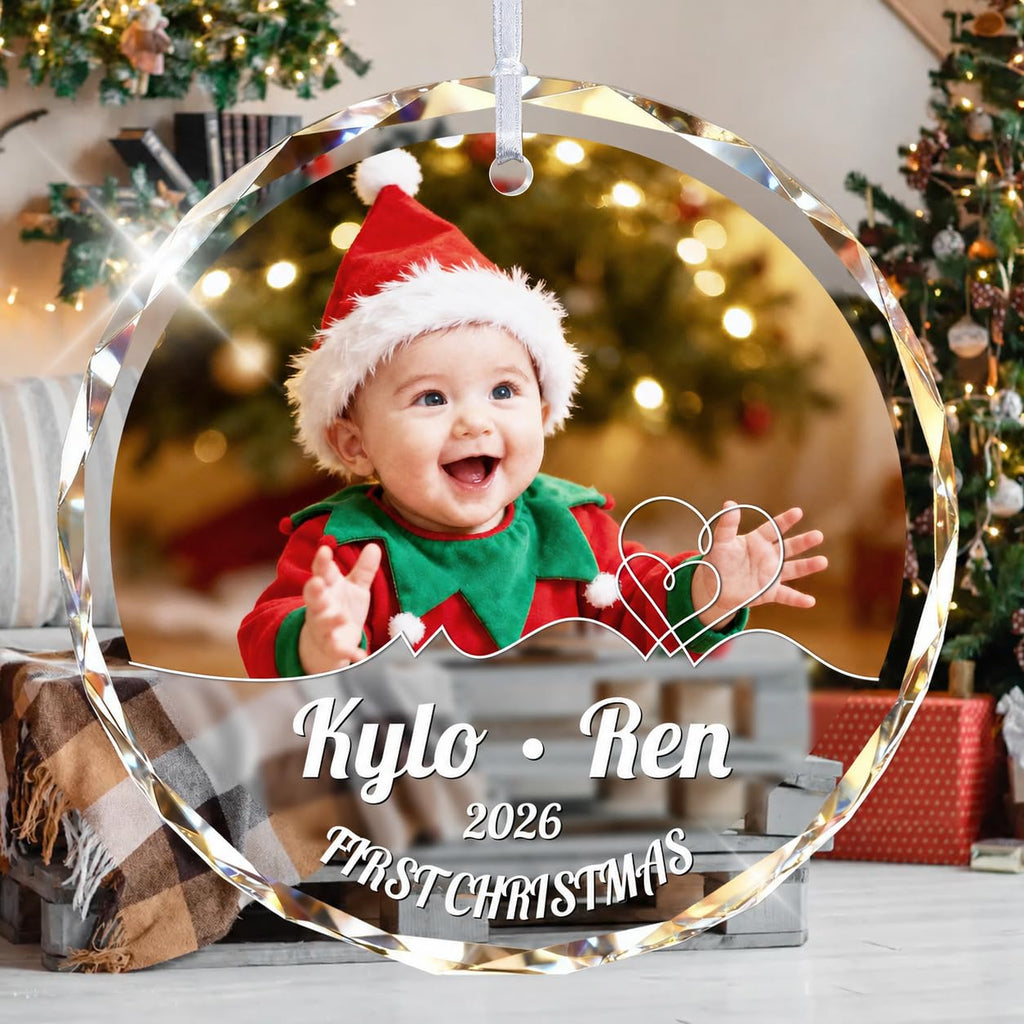 Custom Photo Crystal Glass Christmas Ornament M5537