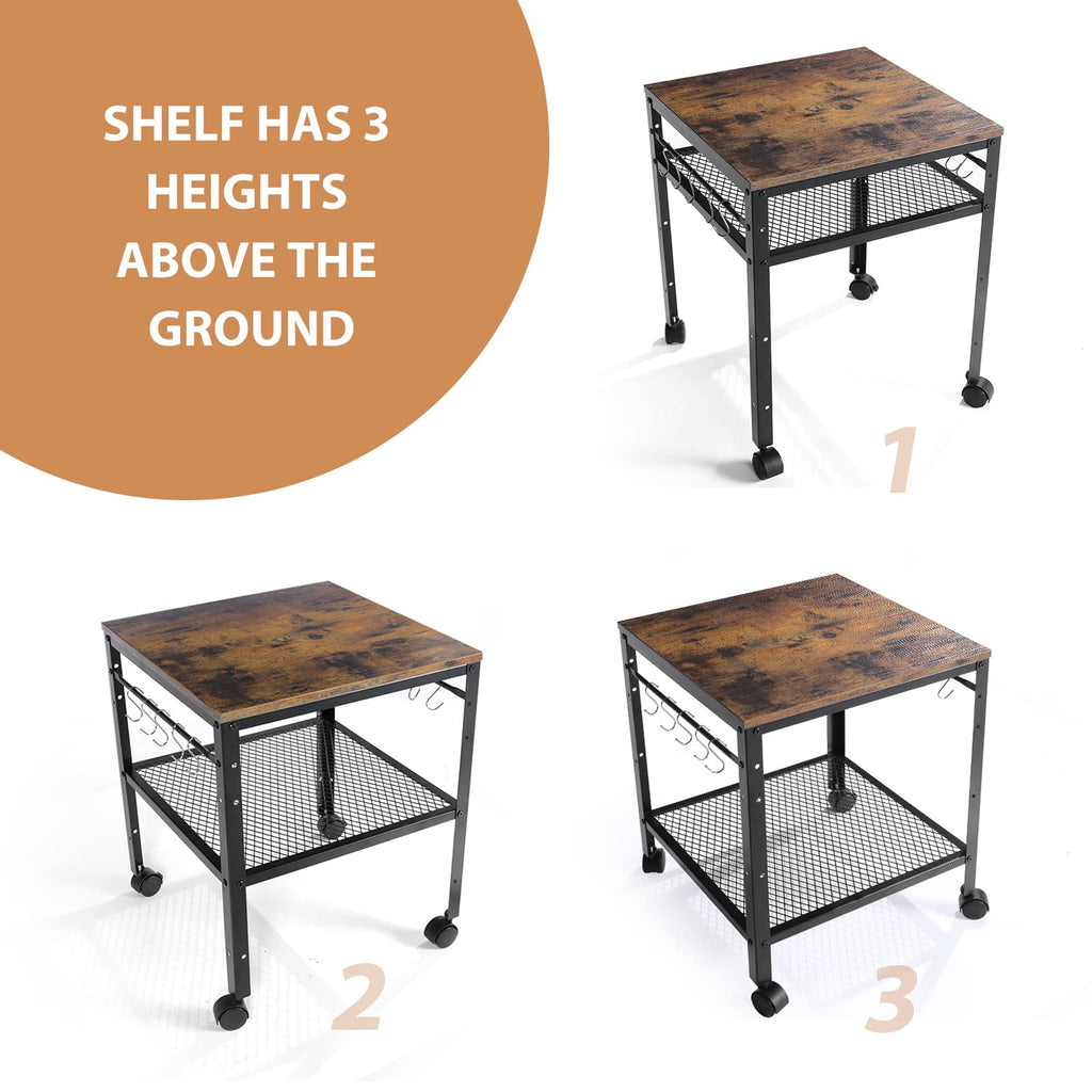 Rustic 2-Tier End Table with Adjustable Height Shelf H55971