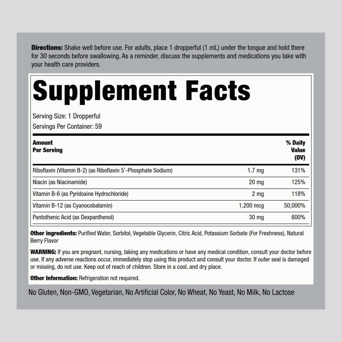 Vitamin B Complex with B12 Liquid Drops 1200 mcg 2 oz D441177