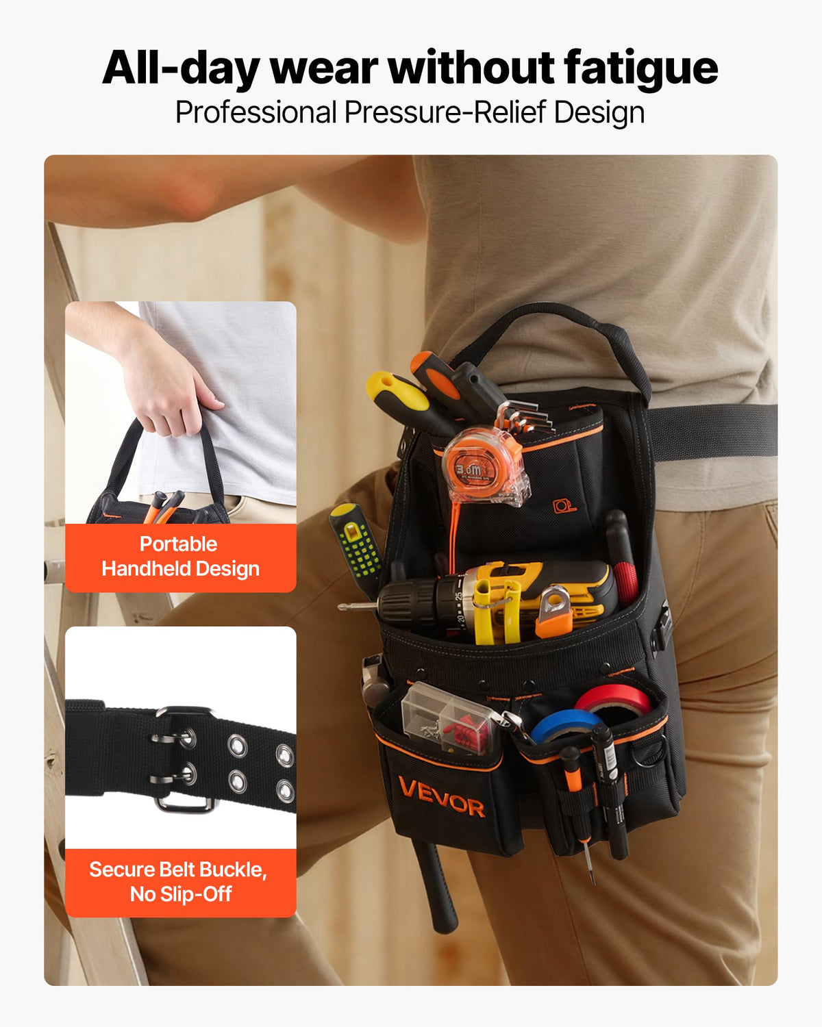 14 Pockets Heavy Duty Adjustable Tool Pouch with Belt O614546