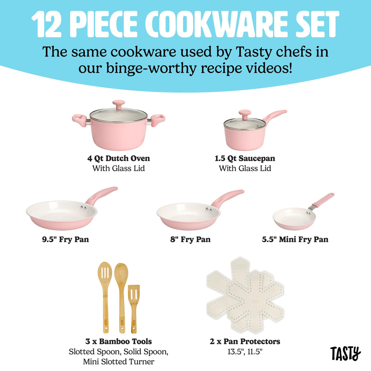 12 Piece Pink Nonstick Ceramic Cookware Set K683