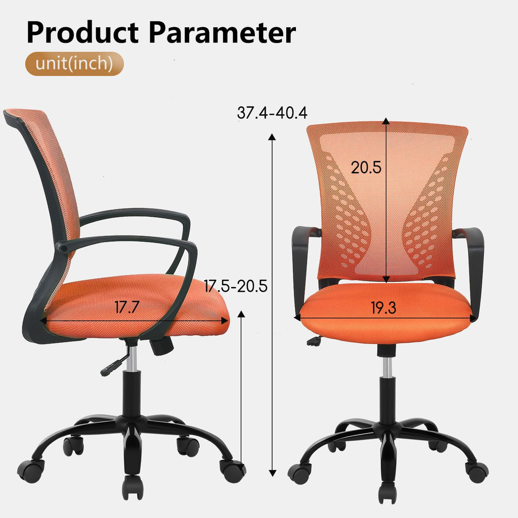 Orange Mesh Ergonomic Office Chair with Lumbar Support and Armrest R147