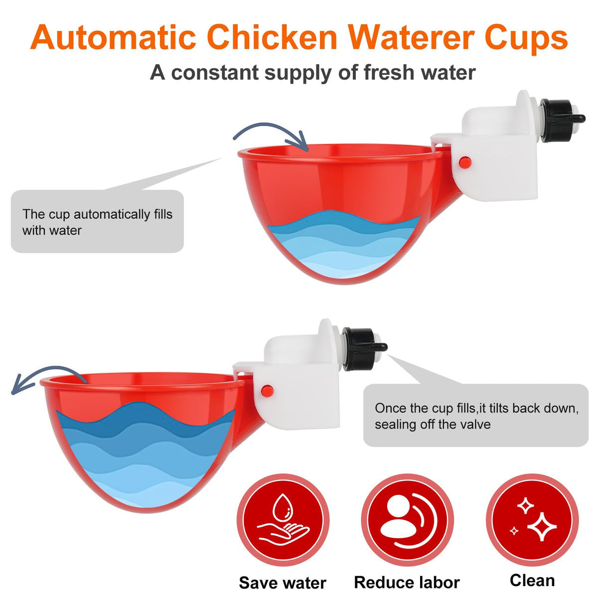 6 Pack Automatic Chicken Waterer Cups P472