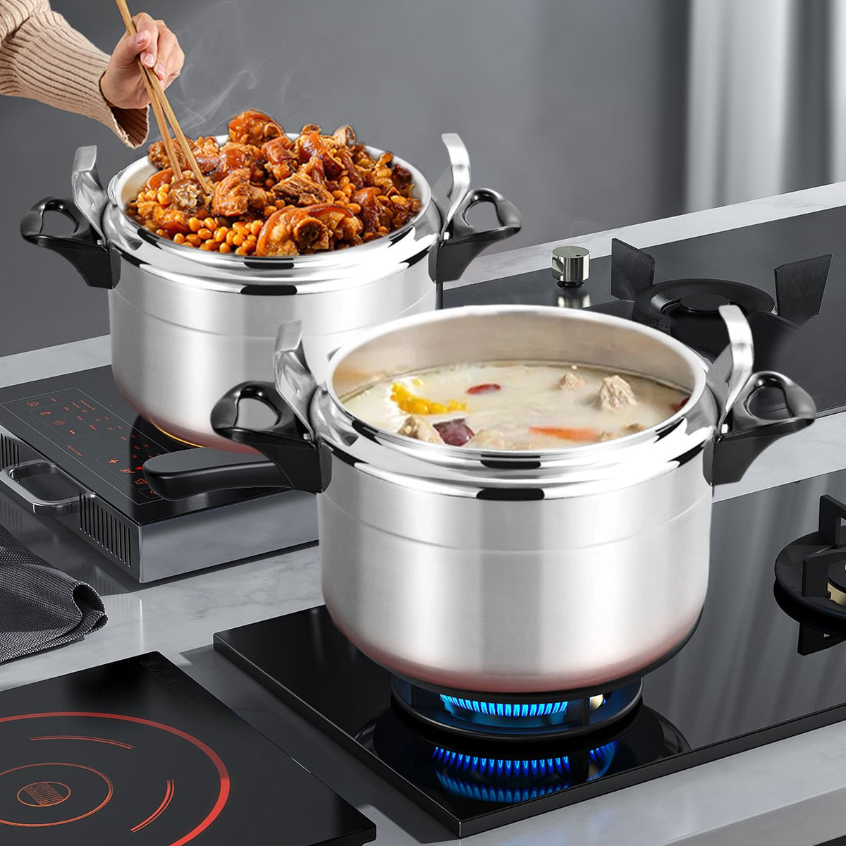 3L Stainless Steel Aluminum Mini Pressure Cooker Y848286