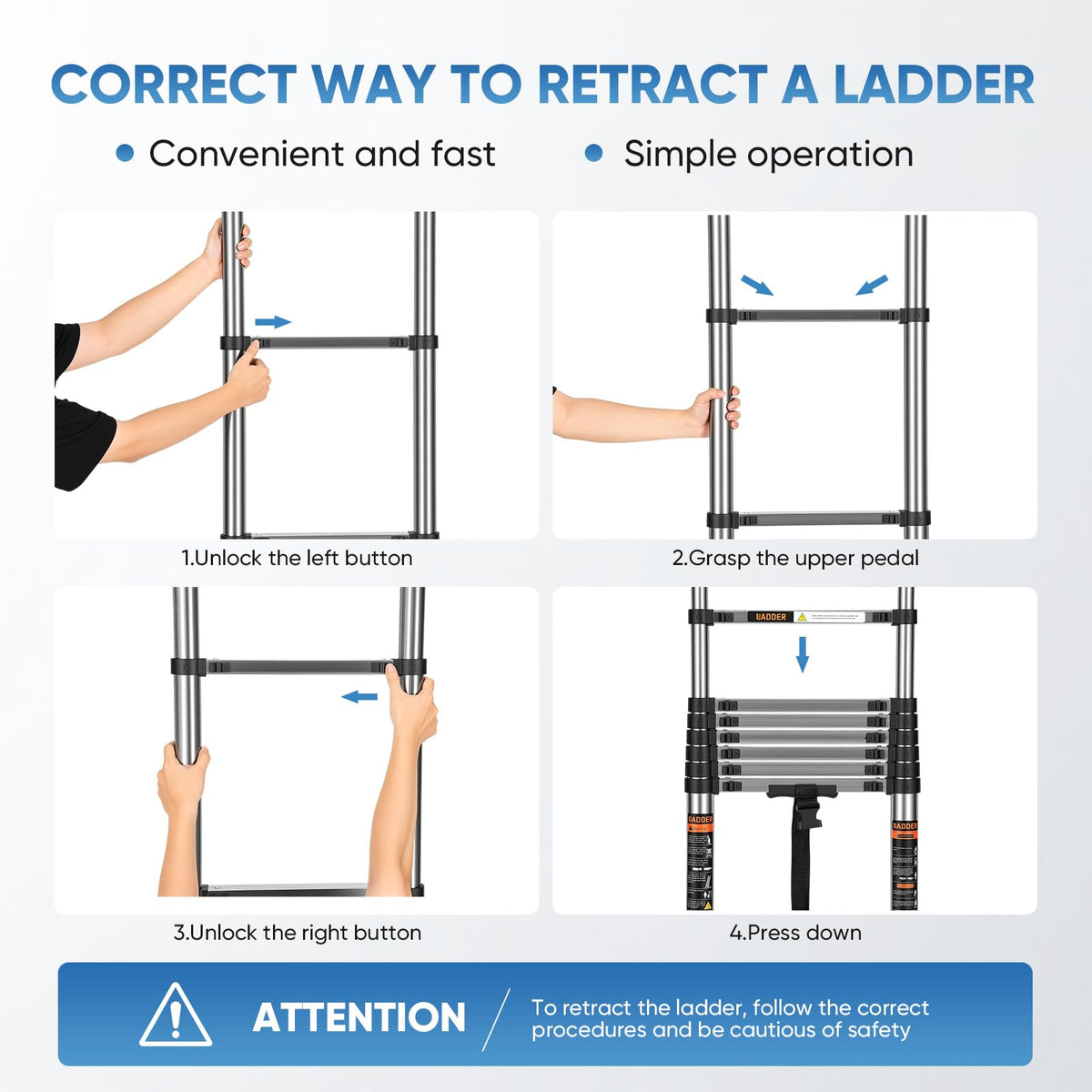 16.5 ft Telescoping Ladder with Hooks 330 lbs X64555