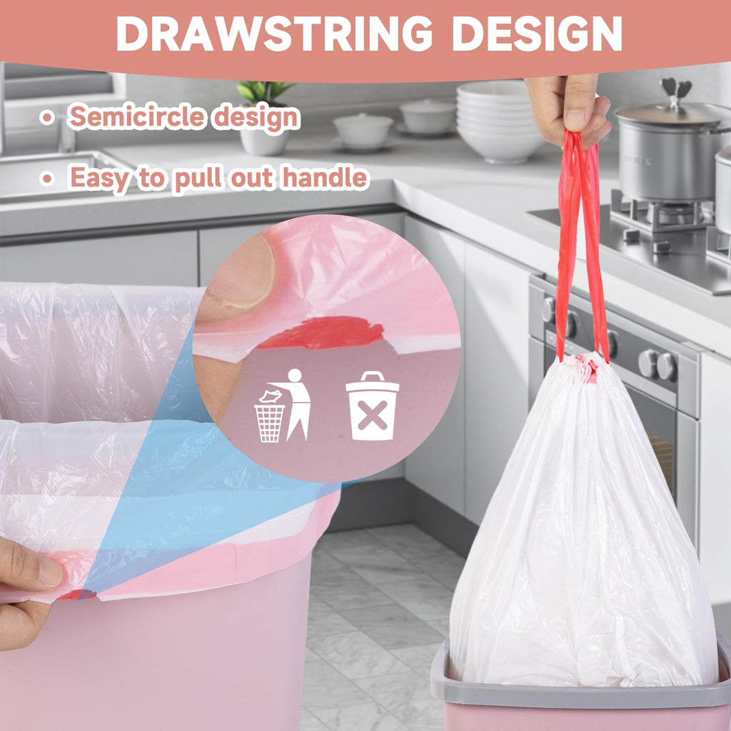 2 Gallon White Drawstring Trash Bags 60 Count G917406