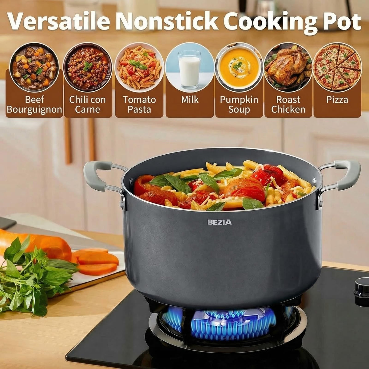 12QT Non Stick Ceramic Stock Pot with Lid J38072