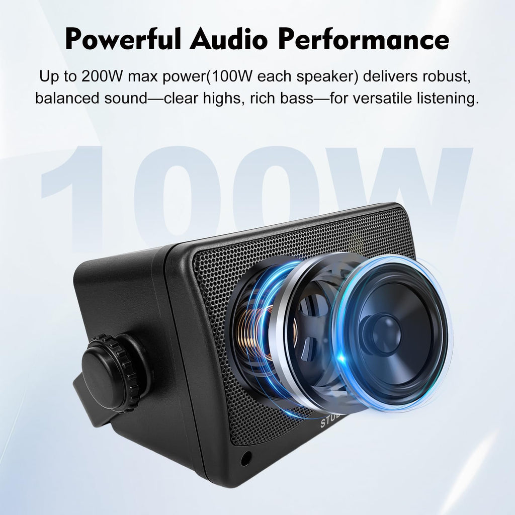 3.5 Inch Indoor Outdoor Wall Mounted Bluetooth Speakers, 200W 3-Way Waterproof, Black, 2 Pack J45389