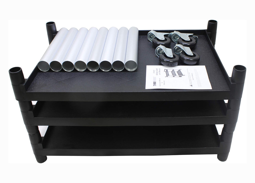 3-Shelf Plastic Utility Cart with Wheels, Black N9633