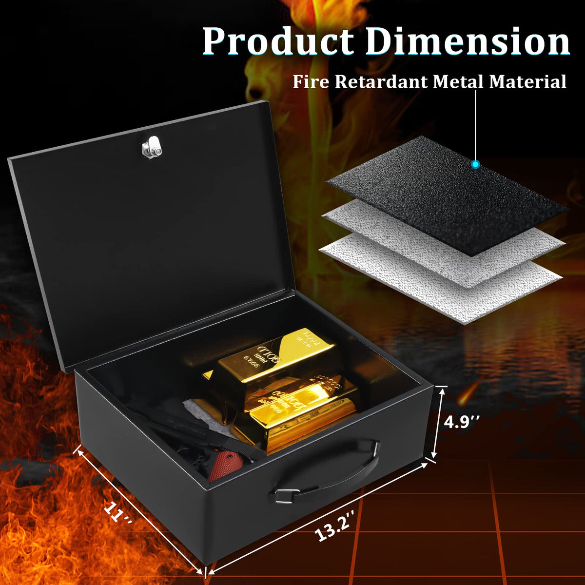 Fire Resistant Document Lock Box with Key D611402