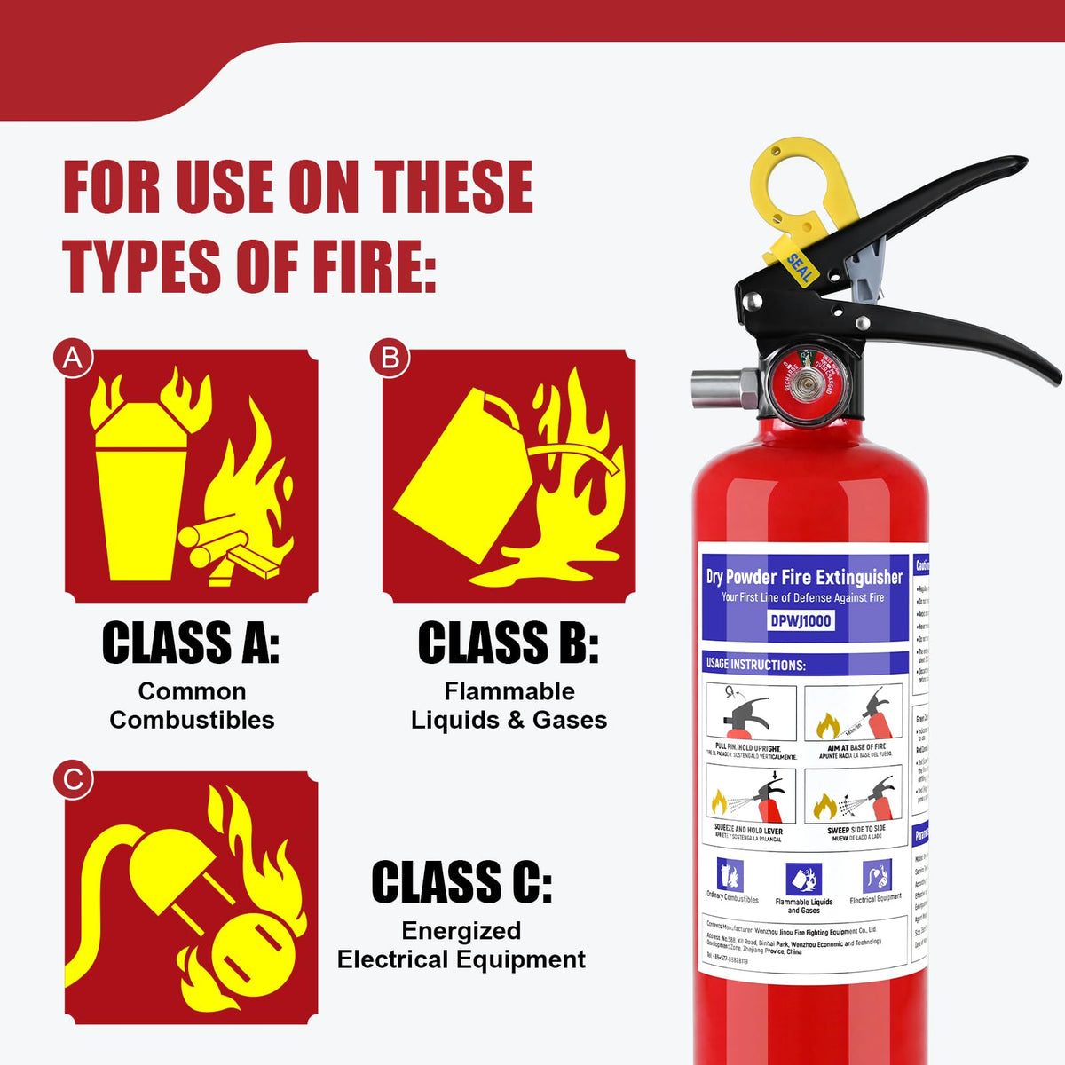 1 Pack 2.5 lb ABC Dry Chemical Fire Extinguisher with Bracket B469