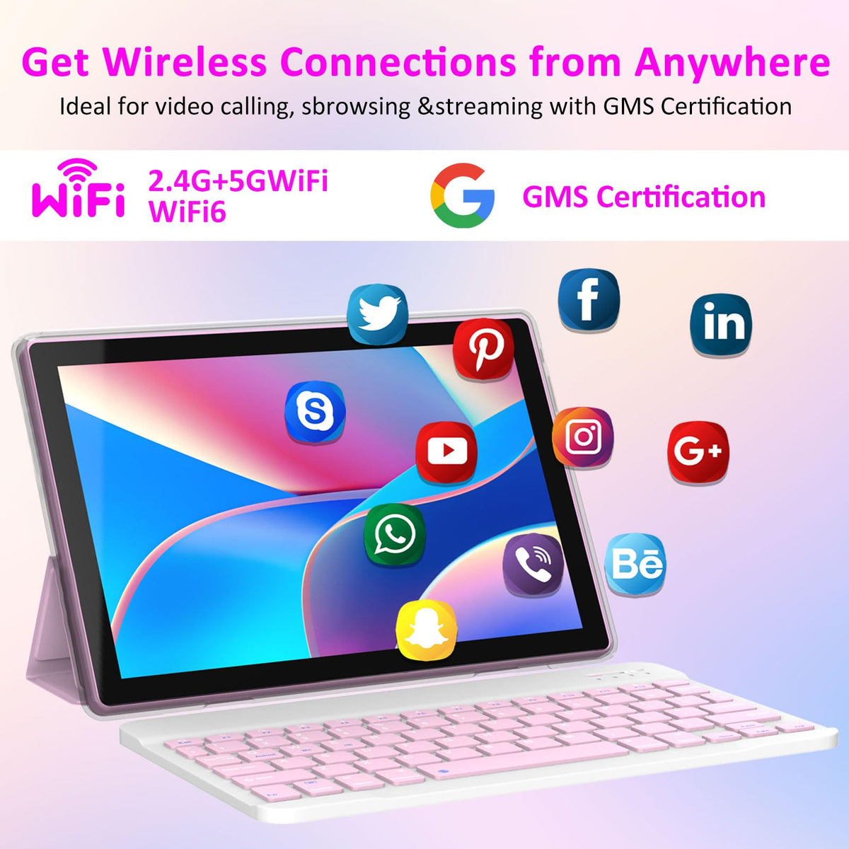 10 inch Android 15 Tablet 8GB RAM 32GB ROM Tablet PC with Keyboard Case Mouse Stylus J2125