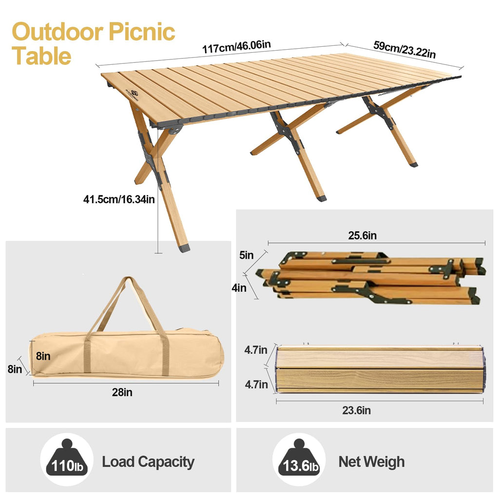 Folding Aluminum Camping Table with Carry Bag F66517