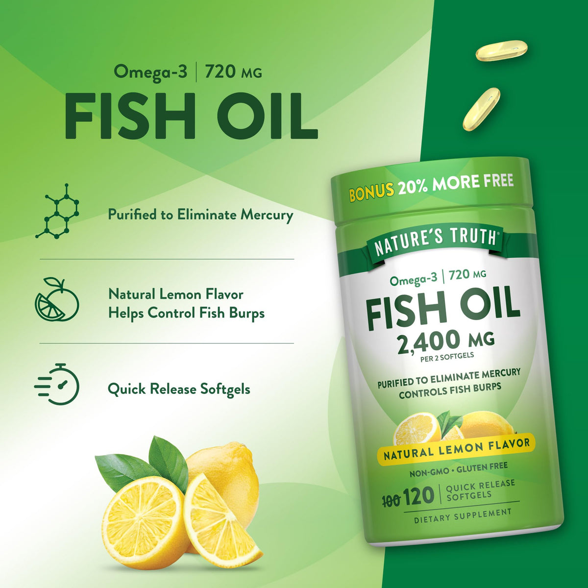 Fish Oil 2400mg 120 Softgels I627
