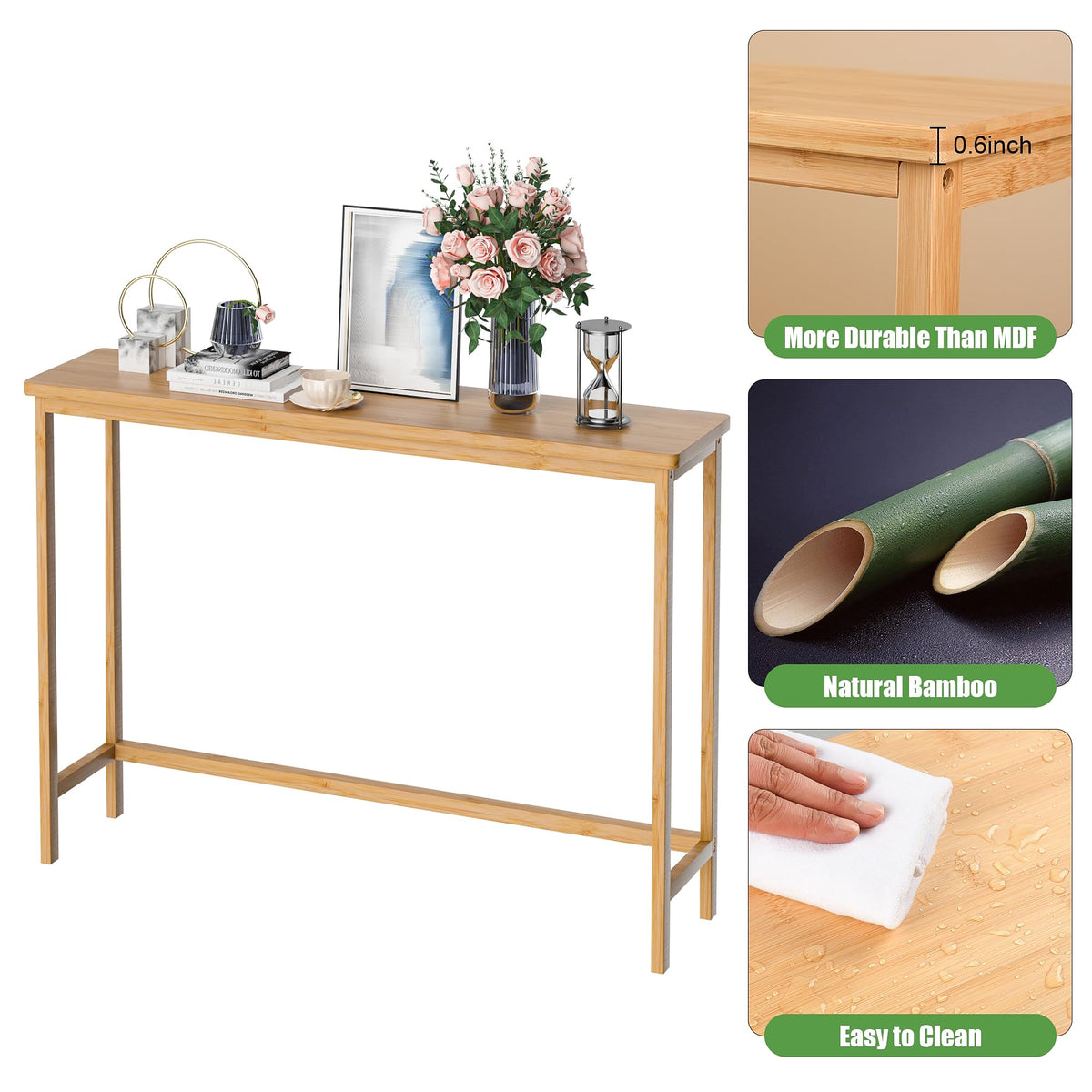 39" Natural Bamboo Console Table H61120