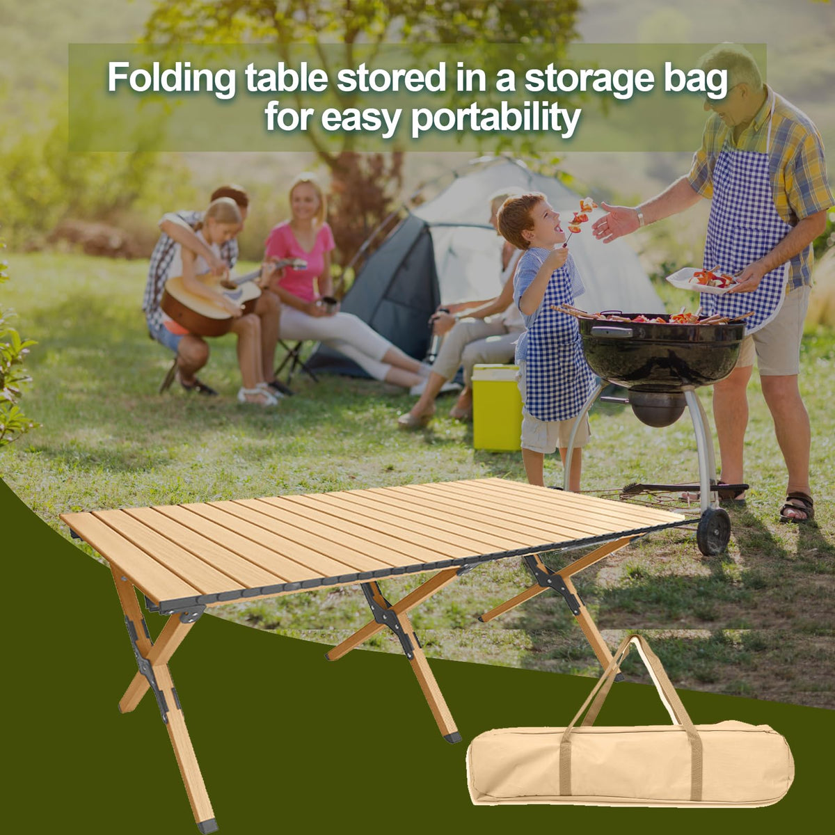 Folding Aluminum Camping Table with Carry Bag F66517