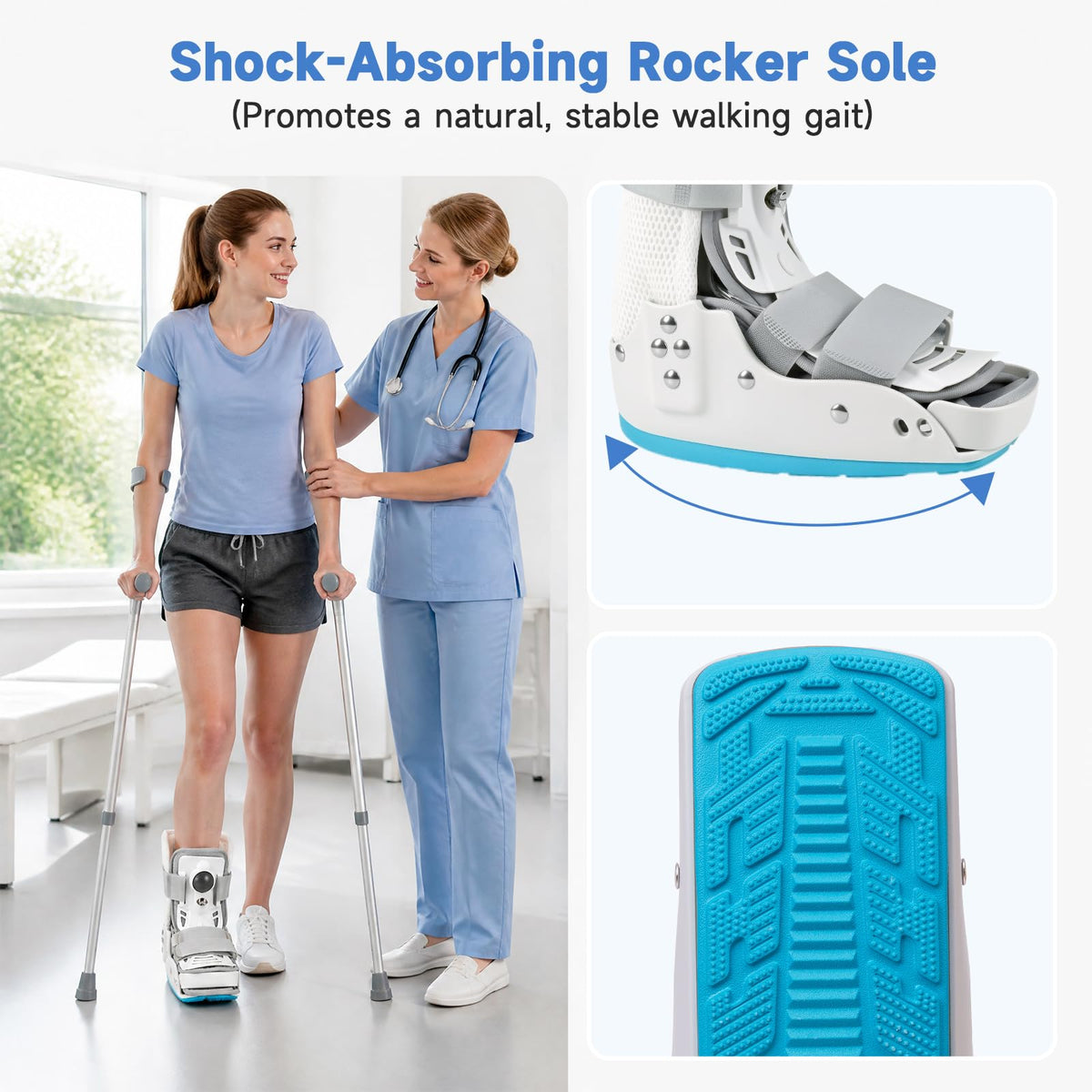 Short Orthopedic Medical Walker Boot with Moldable Thermoplastic Back Support (Large) B11862