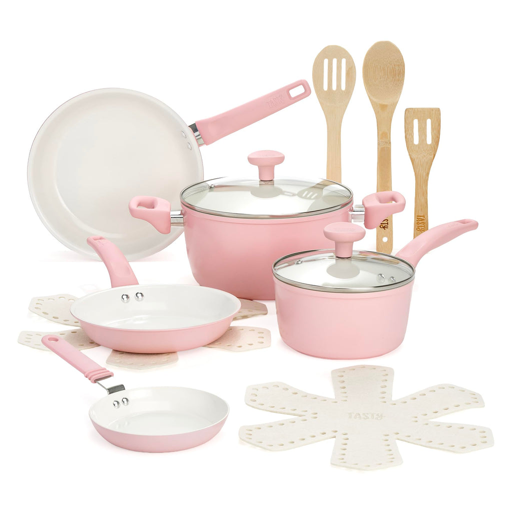 12 Piece Pink Nonstick Ceramic Cookware Set K683