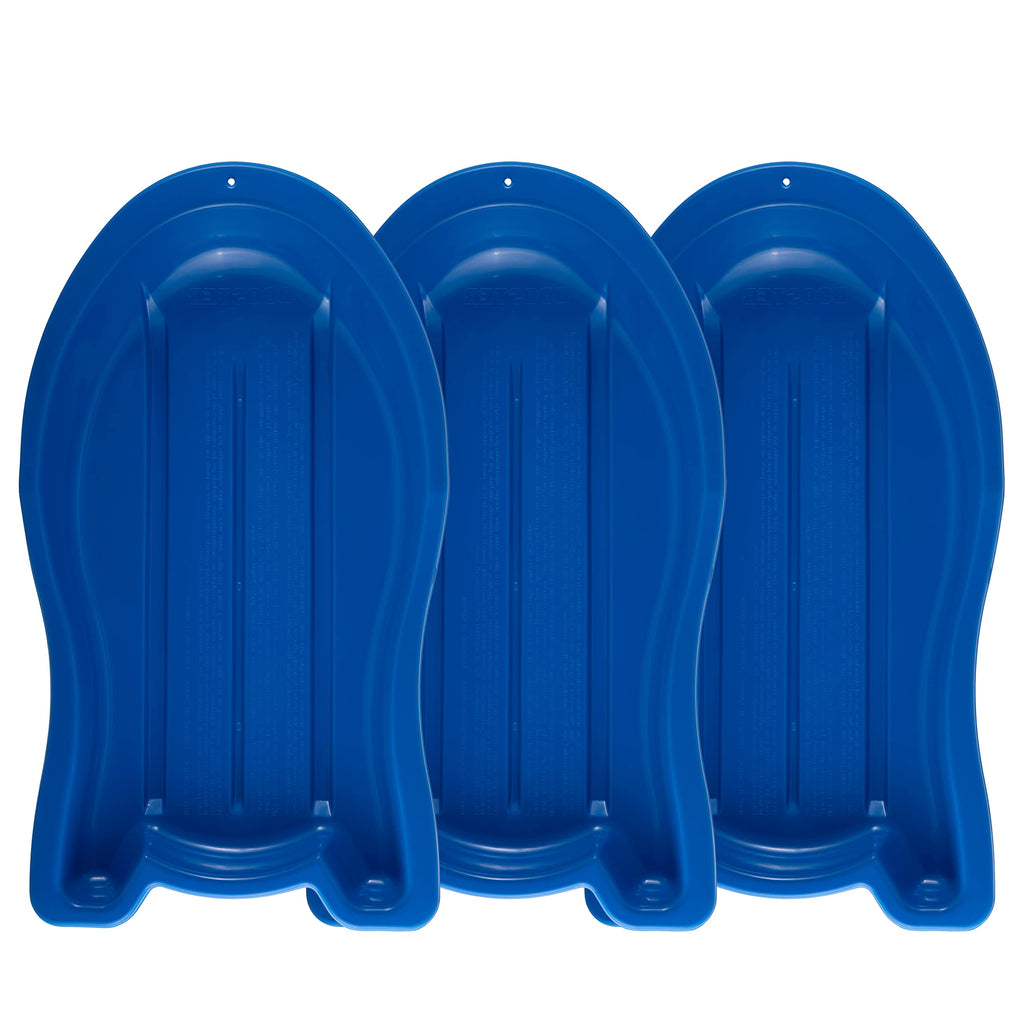 3 Pack Plastic Toboggan Snow Sled with Pull Ropes and Handles O981