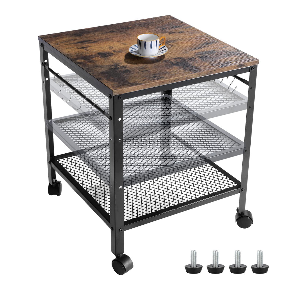 Rustic 2-Tier End Table with Adjustable Height Shelf H55971