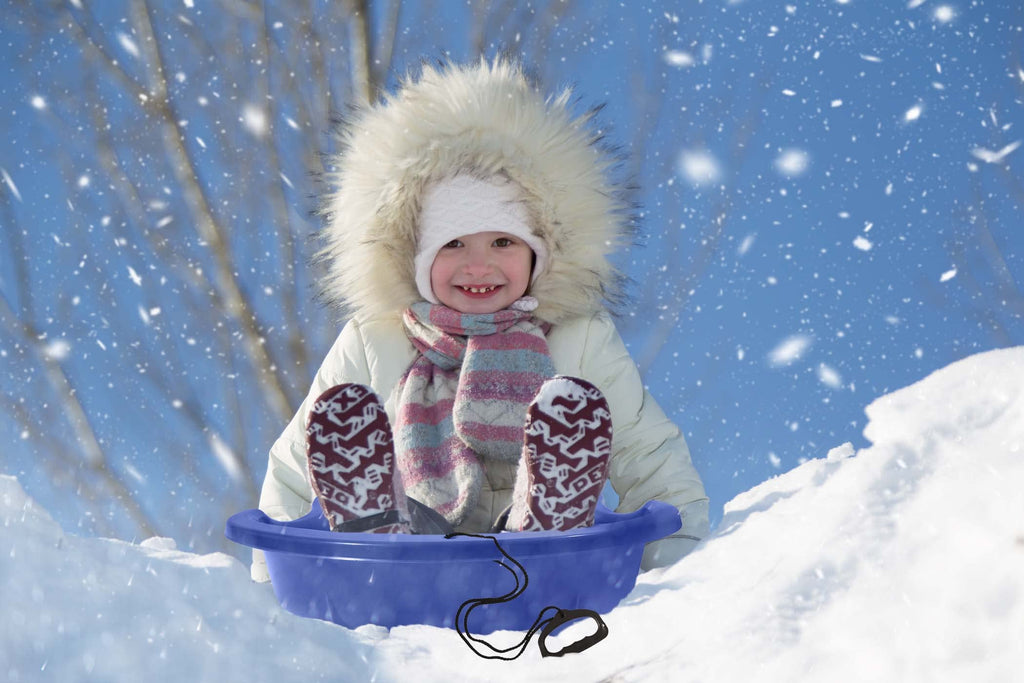 3 Pack Plastic Toboggan Snow Sled with Pull Ropes and Handles O981