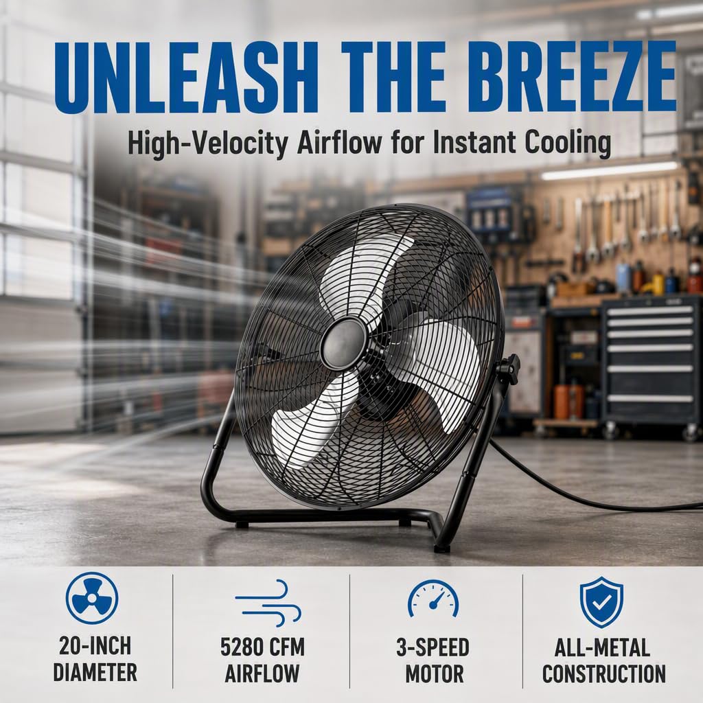 20" 3-Speed Metal Floor Fan 4-Pack G77651