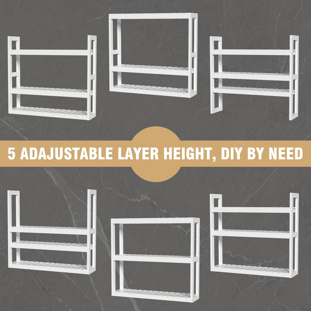 White 3 Tier Bamboo Bathroom Shelves X484120