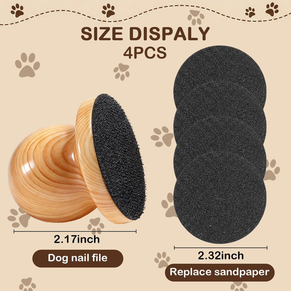 Dog Nail File Grinder Board with 4-Pack Replaceable Sandpaper Discs A114753