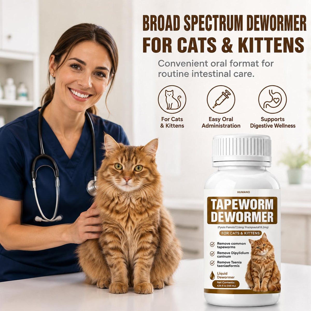 Broad Spectrum Cat Tapeworm Dewormer J7677