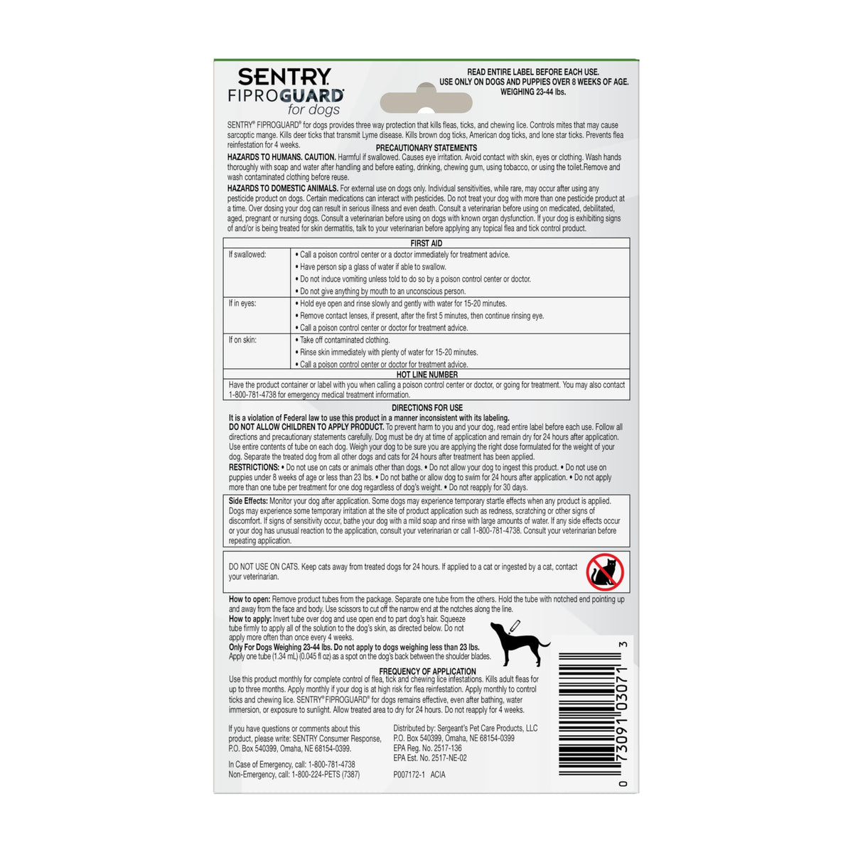 Flea and Tick Prevention for Dogs 23-44 Pounds 6 Month Supply E190