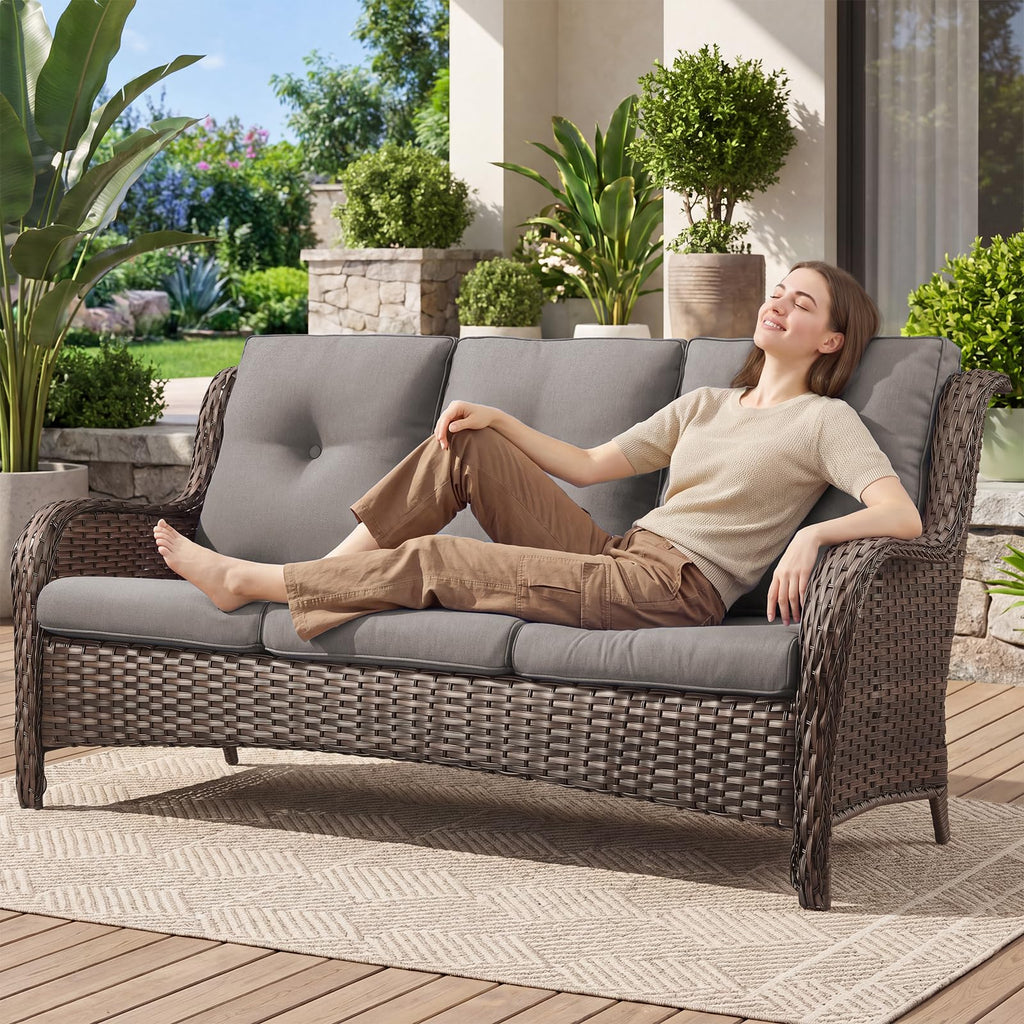 3-Seater PE Wicker Patio Sofa O92464