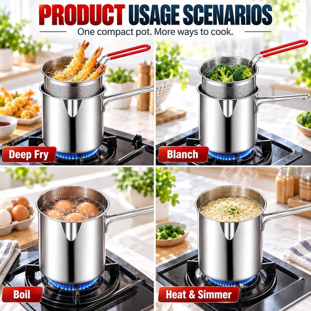 Stainless Steel Pot with Draining Basket, Five Piece Set Y549876