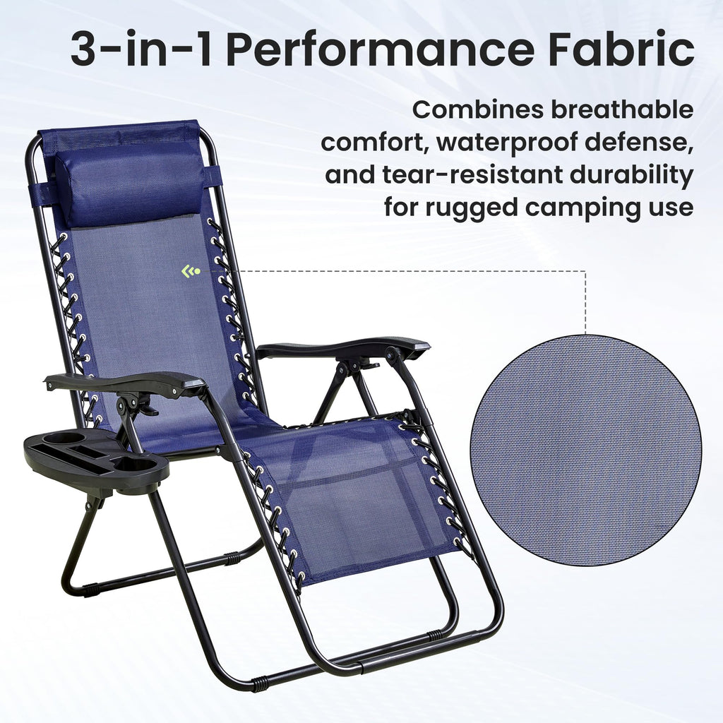 Blue 2-Pack Zero Gravity Lounge Chair with Cup Tray L282115