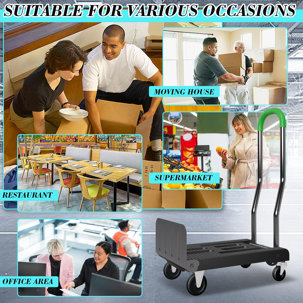 2-in-1 Convertible Hand Truck Dolly, 330LBS Capacity, Foldable Black & Dill Green H66255