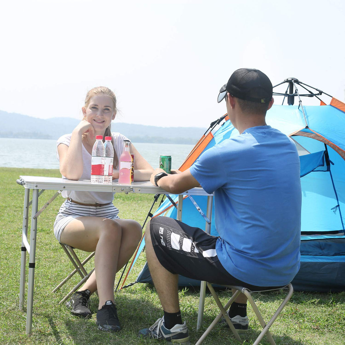 Lightweight Portable Aluminum Folding Camping Table with Adjustable Legs F343