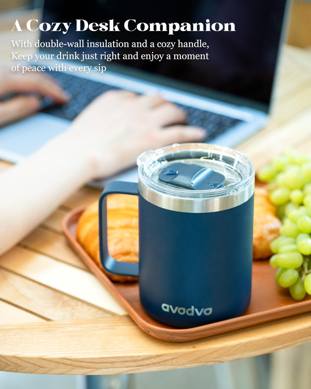 12oz Insulated Stainless Steel Coffee Mug with Lid Set of 2 V754