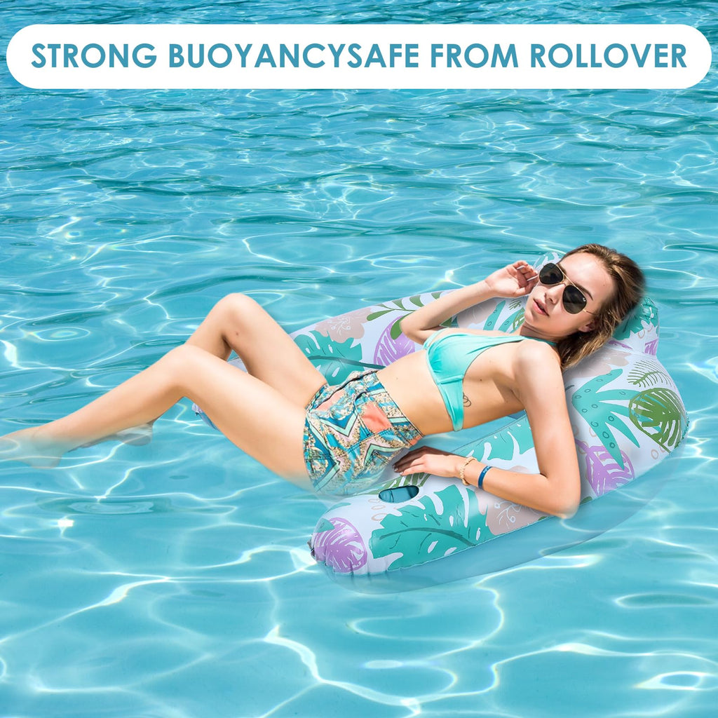 2 Pack Inflatable Pool Float Chair with Cup Holder S360